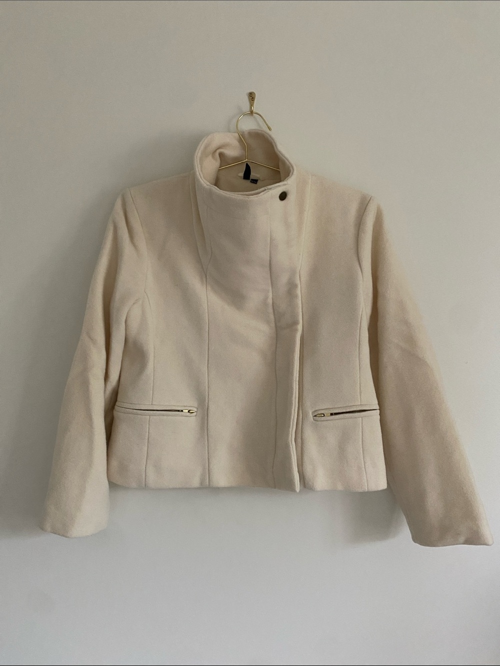Vintage Funnel Neck Boxy Wool Blend Jacket